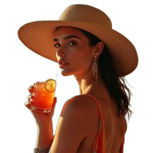 hat, jewelry, bottle, staff transparent PNG cut-out