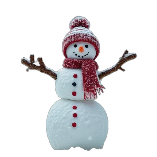 hat, 3d render, snow, snowman transparent PNG cut-out