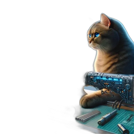 staff, robot, animal, cyberpunk transparent PNG cut-out