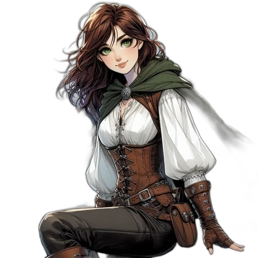 jacket, staff, dress, fantasy art transparent PNG cut-out