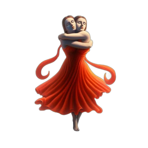 dress, hair, mask, staff transparent PNG cut-out