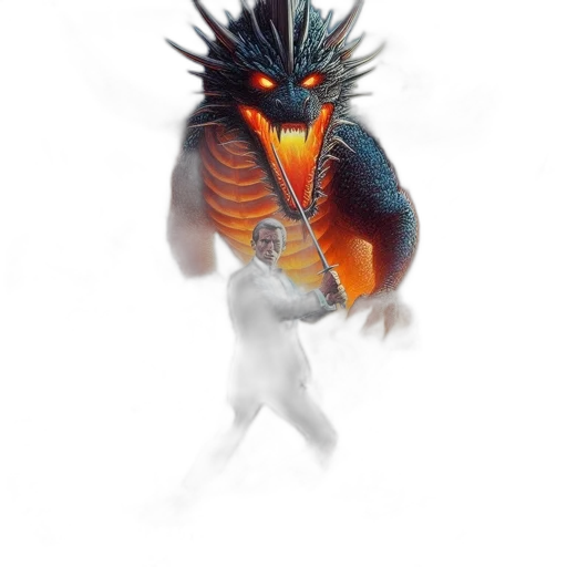 dragon, creature, animal, staff transparent PNG cut-out