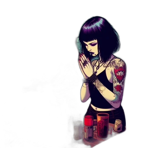 jewelry, dress, cyberpunk, comic book art transparent PNG cut-out