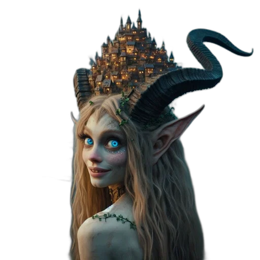 crown, dragon, creature, staff transparent PNG cut-out