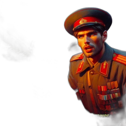 face, jacket, weapon, photorealistic transparent PNG cut-out