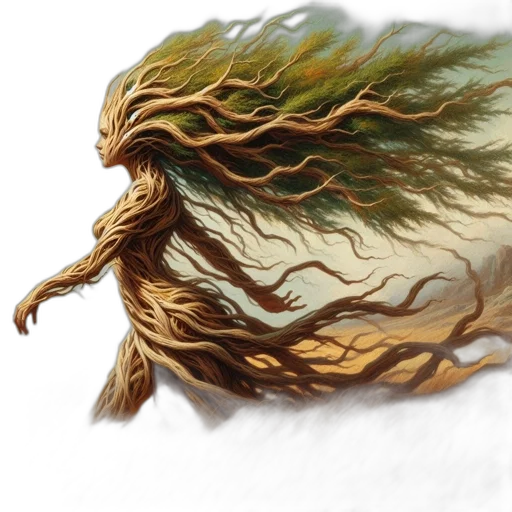 hair, dragon, creature, tree transparent PNG cut-out