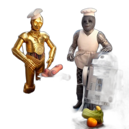 robot, food, staff, 3d render transparent PNG cut-out