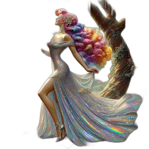 hair, dress, creature, crown transparent PNG cut-out