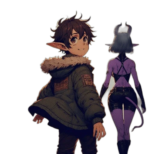 jacket, staff, creature, weapon transparent PNG cut-out