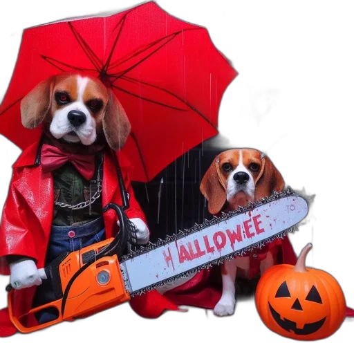 umbrella, red, two, beagles transparent PNG cut-out