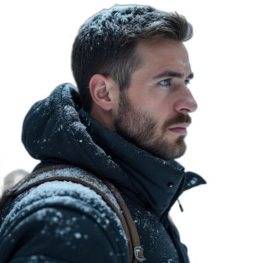 jacket, face, photorealistic, snow transparent PNG cut-out