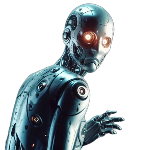robot, concept art, cyberpunk, 3d render transparent PNG cut-out