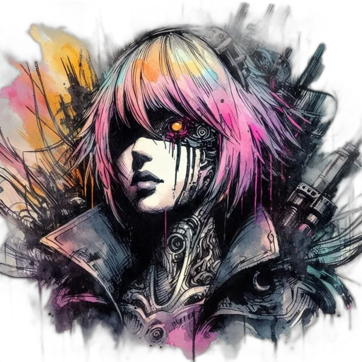 jacket, face, cyberpunk, concept art transparent PNG cut-out