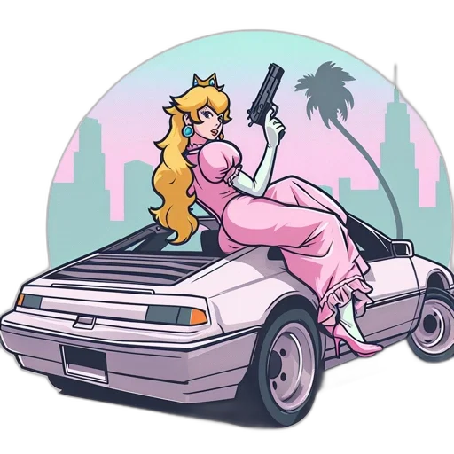 car, weapon, vaporwave, concept art transparent PNG cut-out