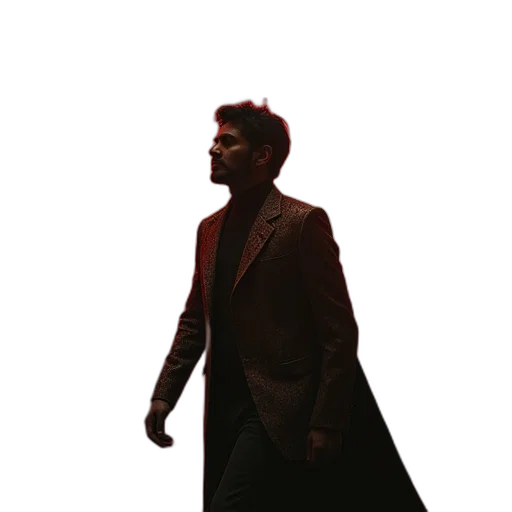 jacket, staff, creature, robot transparent PNG cut-out