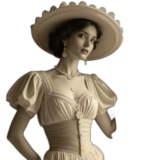 hat, dress, jewelry, staff transparent PNG cut-out