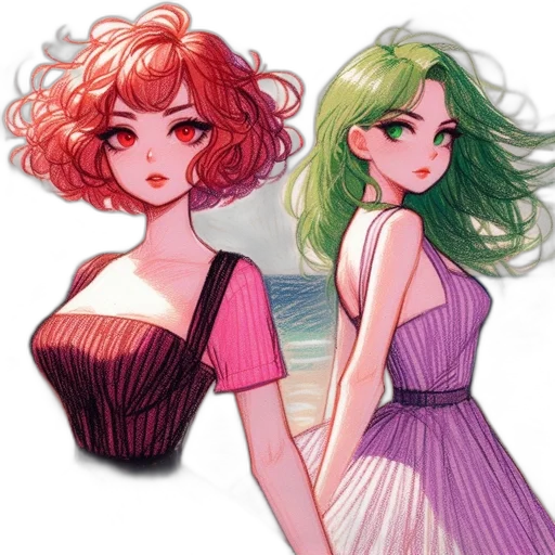 dress, hair, watercolor, concept art transparent PNG cut-out