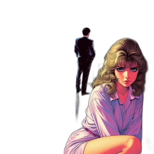 comic book art, vaporwave, concept art, watercolor transparent PNG cut-out