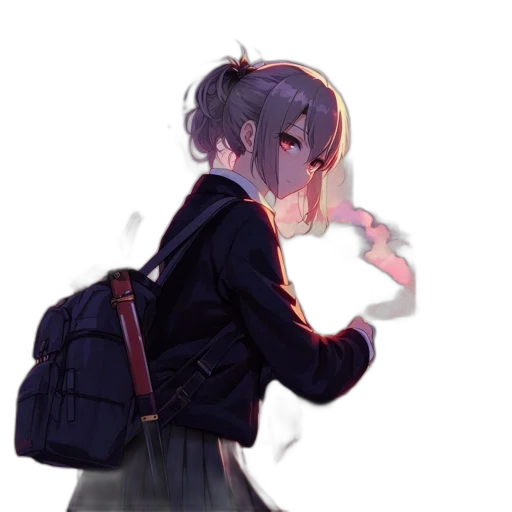 jacket, dress, weapon, staff transparent PNG cut-out
