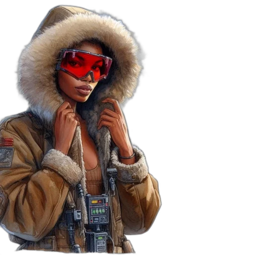jacket, face, cyberpunk, concept art transparent PNG cut-out