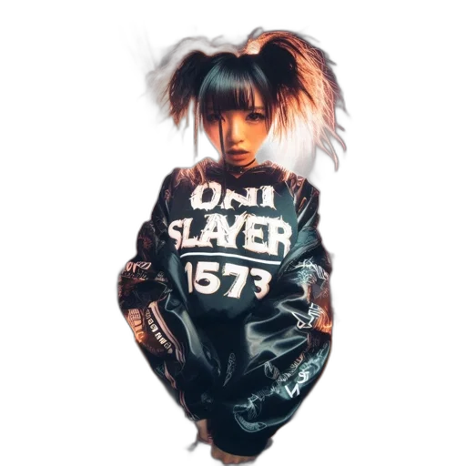 jacket, hair, creature, cyberpunk transparent PNG cut-out