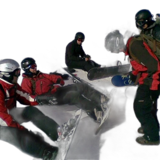 snow, outer space, group, snowboarders transparent PNG cut-out