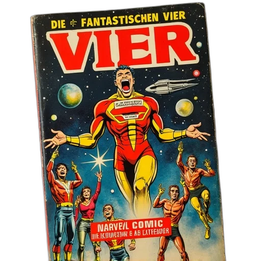 comic book art, outer space, underwater, vintage transparent PNG cut-out