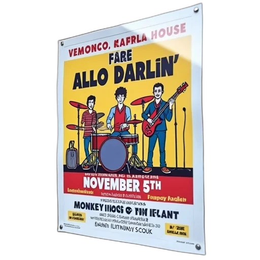poster, displayed, window, featuring transparent PNG cut-out