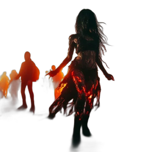 dress, concept art, 3d render, fire transparent PNG cut-out