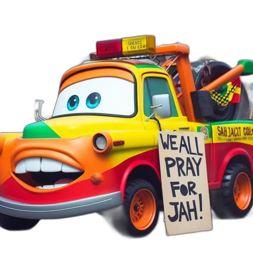 car, animated, multicolored, tow transparent PNG cut-out