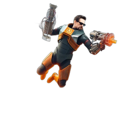 weapon, robot, staff, jacket transparent PNG cut-out