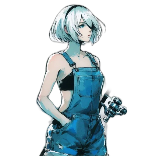 dress, robot, weapon, staff transparent PNG cut-out