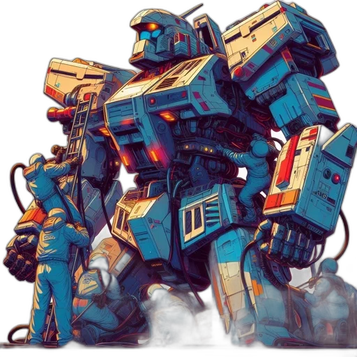 robot, weapon, concept art, pixel art transparent PNG cut-out