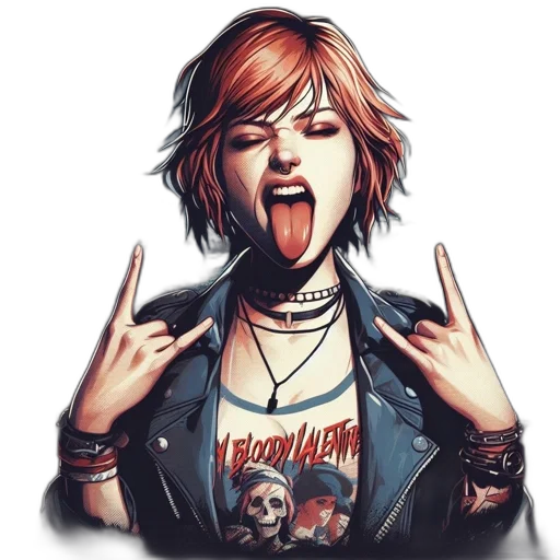 jacket, face, jewelry, comic book art transparent PNG cut-out