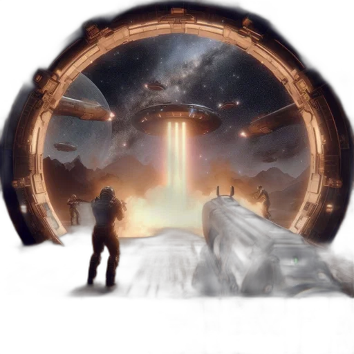 concept art, fantasy art, pixel art, outer space transparent PNG cut-out