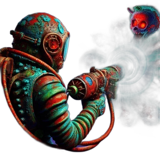 robot, mask, staff, creature transparent PNG cut-out