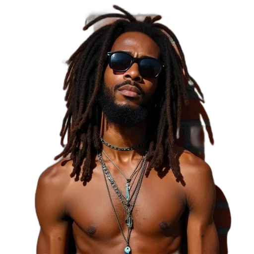 photorealistic, reggae, singer, jamor transparent PNG cut-out