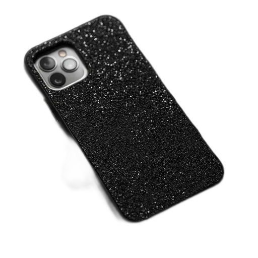 3d render, black, glitter, phone transparent PNG cut-out