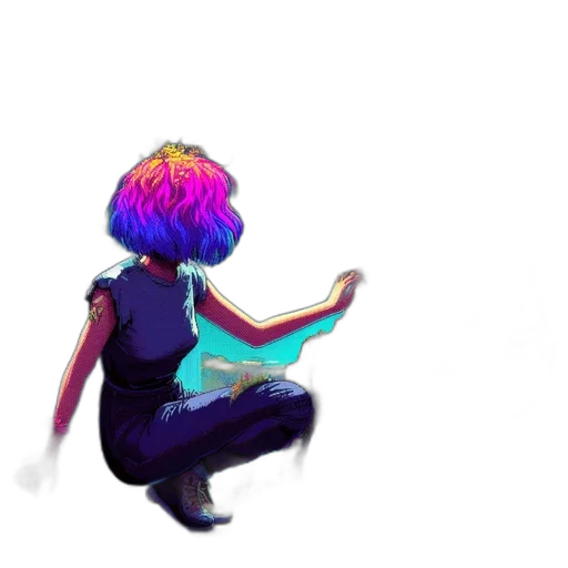 hair, dress, robot, staff transparent PNG cut-out