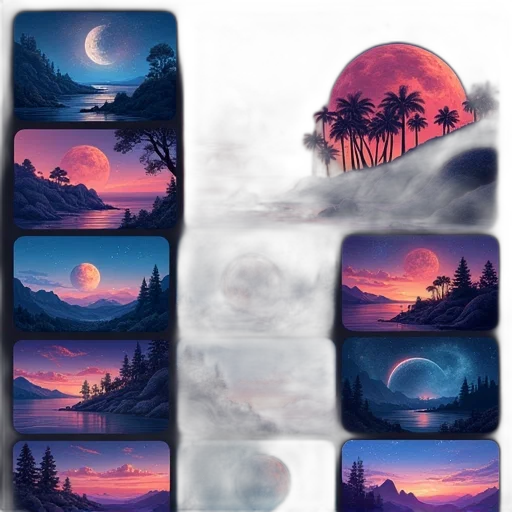 fantasy art, concept art, watercolor, vaporwave transparent PNG cut-out
