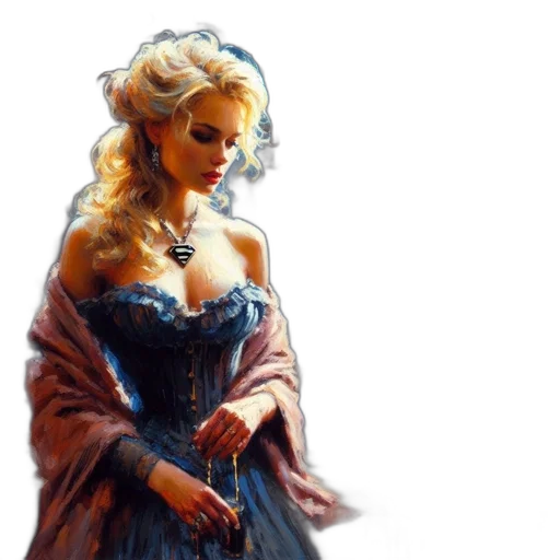 dress, crown, jewelry, oil painting transparent PNG cut-out