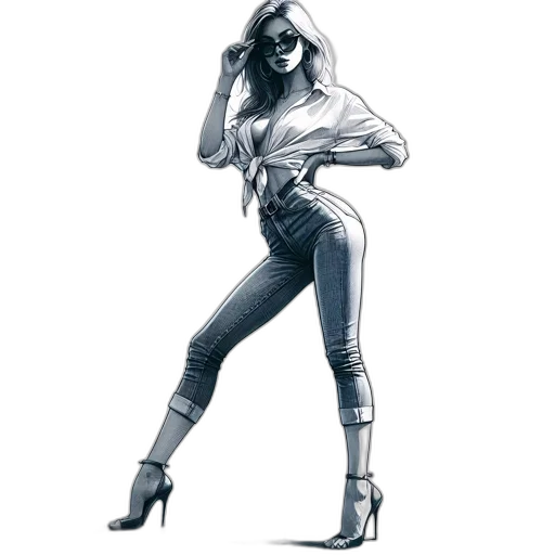 comic book art, concept art, cartoon, pencil sketch transparent PNG cut-out