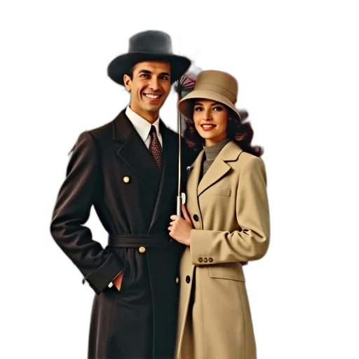 hat, jacket, umbrella, staff transparent PNG cut-out