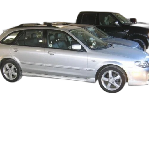 car, silver, hatchback, parked transparent PNG cut-out