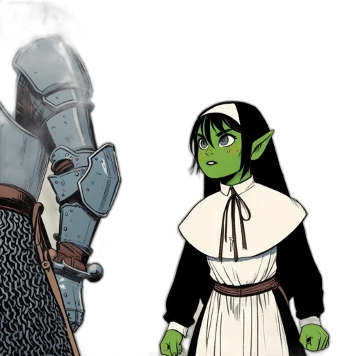 concept art, fantasy art, comic book art, green transparent PNG cut-out