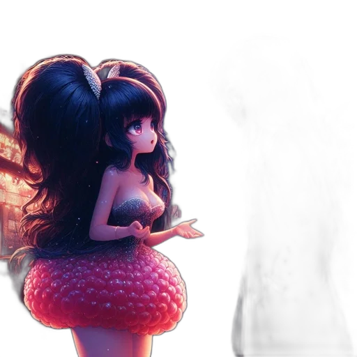 dress, hair, creature, 3d render transparent PNG cut-out