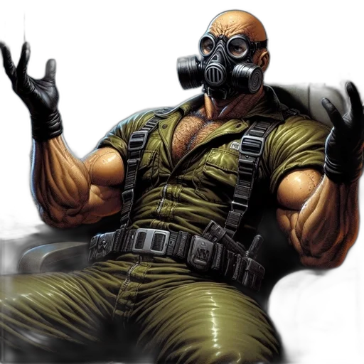 mask, comic book art, concept art, muscular transparent PNG cut-out