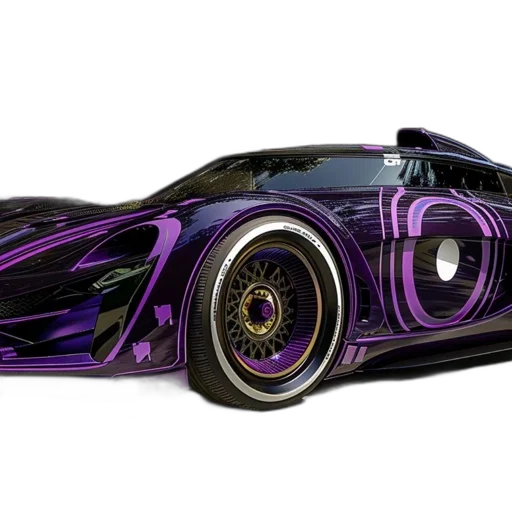 car, concept art, 3d render, cyberpunk transparent PNG cut-out