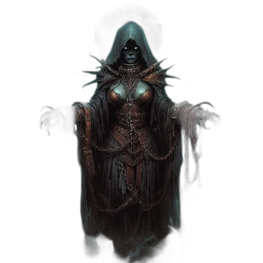 creature, mask, dress, staff transparent PNG cut-out