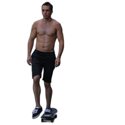shirtless, man, rides, skateboard transparent PNG cut-out